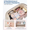 BAGSMART Makeup Bag Travel Toiletry Bag, Puffy Padded Make Up Bags for Women Makeup Organizer Case, Wide-open Pouch Purse Travel Essentials Toiletries Accessories Brushes, Apricot Pink(09-Greige)