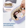 BAGSMART Makeup Bag Travel Toiletry Bag, Puffy Padded Make Up Bags for Women Makeup Organizer Case, Wide-open Pouch Purse Travel Essentials Toiletries Accessories Brushes, Apricot Pink(18-Lavender Purple)