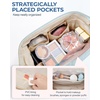 BAGSMART Makeup Bag Travel Toiletry Bag, Puffy Padded Make Up Bags for Women Makeup Organizer Case, Wide-open Pouch Purse Travel Essentials Toiletries Accessories Brushes, Apricot Pink(13-Mint Green)