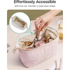 BAGSMART Makeup Bag Travel Toiletry Bag, Puffy Padded Make Up Bags for Women Makeup Organizer Case, Wide-open Pouch Purse Travel Essentials Toiletries Accessories Brushes, Apricot Pink(17-Teal)
