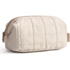 BAGSMART Makeup Bag Travel Toiletry Bag, Puffy Padded Make Up Bags for Women Makeup Organizer Case, Wide-open Pouch Purse Travel Essentials Toiletries Accessories Brushes, Apricot Pink(10-Cream Striped)