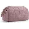 BAGSMART Makeup Bag Travel Toiletry Bag, Puffy Padded Make Up Bags for Women Makeup Organizer Case, Wide-open Pouch Purse Travel Essentials Toiletries Accessories Brushes, Apricot Pink(03-Dusty Lavender Purple)