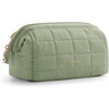 BAGSMART Makeup Bag Travel Toiletry Bag, Puffy Padded Make Up Bags for Women Makeup Organizer Case, Wide-open Pouch Purse Travel Essentials Toiletries Accessories Brushes, Apricot Pink(14-Sage Green)