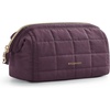 BAGSMART Makeup Bag Travel Toiletry Bag, Puffy Padded Make Up Bags for Women Makeup Organizer Case, Wide-open Pouch Purse Travel Essentials Toiletries Accessories Brushes, Apricot Pink(21-Burgundy Red)