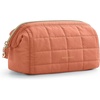 BAGSMART Makeup Bag Travel Toiletry Bag, Puffy Padded Make Up Bags for Women Makeup Organizer Case, Wide-open Pouch Purse Travel Essentials Toiletries Accessories Brushes, Apricot Pink(04-Apricot Pink)