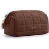 BAGSMART Makeup Bag Travel Toiletry Bag, Puffy Padded Make Up Bags for Women Makeup Organizer Case, Wide-open Pouch Purse Travel Essentials Toiletries Accessories Brushes, Apricot Pink(12-Chocolate)