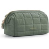 BAGSMART Makeup Bag Travel Toiletry Bag, Puffy Padded Make Up Bags for Women Makeup Organizer Case, Wide-open Pouch Purse Travel Essentials Toiletries Accessories Brushes, Apricot Pink(15-Olive Green)