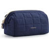 BAGSMART Makeup Bag Travel Toiletry Bag, Puffy Padded Make Up Bags for Women Makeup Organizer Case, Wide-open Pouch Purse Travel Essentials Toiletries Accessories Brushes, Apricot Pink(07-Navy Blue)
