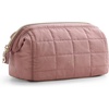 BAGSMART Makeup Bag Travel Toiletry Bag, Puffy Padded Make Up Bags for Women Makeup Organizer Case, Wide-open Pouch Purse Travel Essentials Toiletries Accessories Brushes, Apricot Pink(02-Dusty Rose Pink)