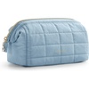BAGSMART Makeup Bag Travel Toiletry Bag, Puffy Padded Make Up Bags for Women Makeup Organizer Case, Wide-open Pouch Purse Travel Essentials Toiletries Accessories Brushes, Apricot Pink(22-Sky Blue)