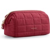 BAGSMART Makeup Bag Travel Toiletry Bag, Puffy Padded Make Up Bags for Women Makeup Organizer Case, Wide-open Pouch Purse Travel Essentials Toiletries Accessories Brushes, Apricot Pink(25-Wine Red)