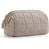 BAGSMART Makeup Bag Travel Toiletry Bag, Puffy Padded Make Up Bags for Women Makeup Organizer Case, Wide-open Pouch Purse Travel Essentials Toiletries Accessories Brushes, Apricot Pink(09-Greige)