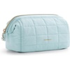 BAGSMART Makeup Bag Travel Toiletry Bag, Puffy Padded Make Up Bags for Women Makeup Organizer Case, Wide-open Pouch Purse Travel Essentials Toiletries Accessories Brushes, Apricot Pink(13-Mint Green)
