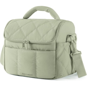 BAGSMART Insulated Lunch Bags for Women, Cute Quilted Lunch Box, Lightweight Puffy Padded Waterproof Lunch Tote, Reusable Lunch Cooler for Work Picnic Travel, Blackberry(Sage Green)