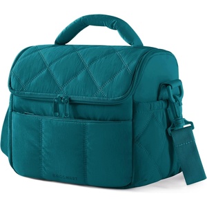 BAGSMART Insulated Lunch Bags for Women, Cute Quilted Lunch Box, Lightweight Puffy Padded Waterproof Lunch Tote, Reusable Lunch Cooler for Work Picnic Travel, Blackberry(Teal)