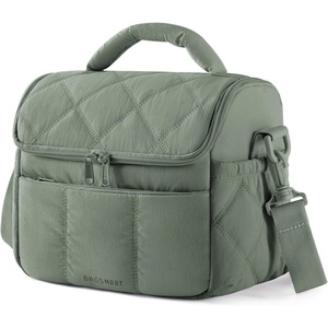 BAGSMART Insulated Lunch Bags for Women, Cute Quilted Lunch Box, Lightweight Puffy Padded Waterproof Lunch Tote, Reusable Lunch Cooler for Work Picnic Travel, Blackberry(Olive Green)