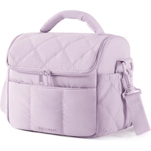 BAGSMART Insulated Lunch Bags for Women, Cute Quilted Lunch Box, Lightweight Puffy Padded Waterproof Lunch Tote, Reusable Lunch Cooler for Work Picnic Travel, Blackberry(Lavender Purple)