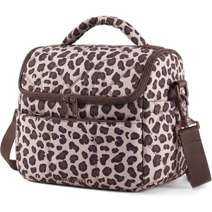BAGSMART Insulated Lunch Bags for Women, Cute Quilted Lunch Box, Lightweight Puffy Padded Waterproof Lunch Tote, Reusable Lunch Cooler for Work Picnic Travel, Blackberry(Print-Leopard)