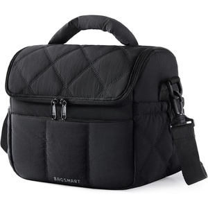 BAGSMART Insulated Lunch Bags for Women, Cute Quilted Lunch Box, Lightweight Puffy Padded Waterproof Lunch Tote, Reusable Lunch Cooler for Work Picnic Travel, Blackberry(Black)