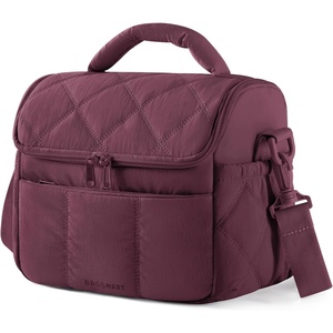 BAGSMART Insulated Lunch Bags for Women, Cute Quilted Lunch Box, Lightweight Puffy Padded Waterproof Lunch Tote, Reusable Lunch Cooler for Work Picnic Travel, Blackberry(Wine Red)