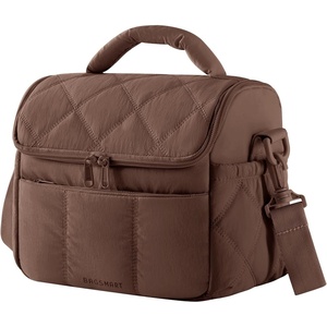 BAGSMART Insulated Lunch Bags for Women, Cute Quilted Lunch Box, Lightweight Puffy Padded Waterproof Lunch Tote, Reusable Lunch Cooler for Work Picnic Travel, Blackberry(Coffee Brown)