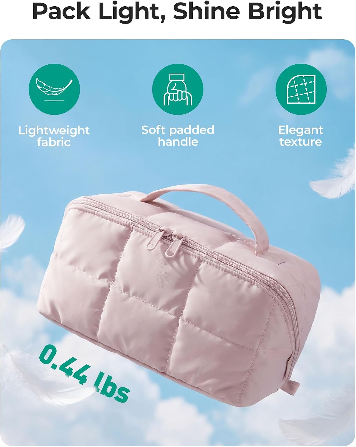 image:imageBAGSMART Travel Makeup Bag Large Capacity Cosmetic Organizer for Women Roomy fits all makeup opens flat for full view Lightweight waterresistant amp dual zippers PVC pouch ideal for travelNavy Blue