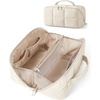 BAGSMART Travel Makeup Bag, Large Capacity Cosmetic Organizer for Women | Roomy fits all makeup, opens flat for full view. Lightweight, water-resistant & dual zippers. PVC pouch ideal for travel(Light Beige)
