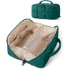 BAGSMART Travel Makeup Bag, Large Capacity Cosmetic Organizer for Women | Roomy fits all makeup, opens flat for full view. Lightweight, water-resistant & dual zippers. PVC pouch ideal for travel(Deep Teal)