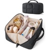 BAGSMART Travel Makeup Bag, Large Capacity Cosmetic Organizer for Women | Roomy fits all makeup, opens flat for full view. Lightweight, water-resistant & dual zippers. PVC pouch ideal for travel(Black)