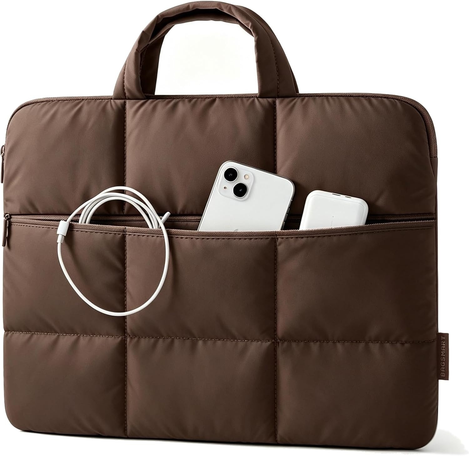 image:imageBAGSMART Laptop Sleeve 13314 Inch Puffer Slim Protective Case for Women Laptop Bag Cover for Work Business Trip College Compatible with MacBook NeoPro HP DellCoffee Brown