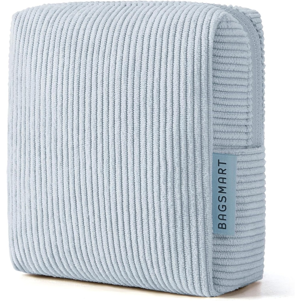 image:imageBAGSMART Small Corduroy Makeup Bag Cosmetic Pouch for Women with Pocket  For Purse Toiletry Pouch Soft Mini Cosmetics Bag Travel Essentials Cute Make Up Pouch with Slipin Pocket01Dawn Blue Mini
