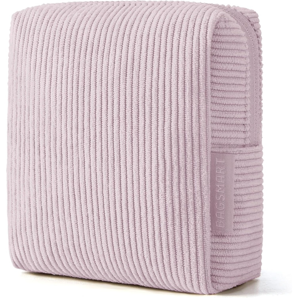 image:imageBAGSMART Small Corduroy Makeup Bag Cosmetic Pouch for Women with Pocket For Purse Toiletry Pouch Soft Mini Cosmetics Bag Travel Essentials Cute Make Up Pouch with Slipin Pocket01Lavender Purple Mini
