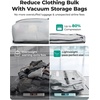 BAGSMART 2 Pack Travel Vacuum Storage Bags with Electric Pump, Gray | Airtight Space Saver Compression Bags for Clothes, Down Jackets & Suitcases; Heavy Duty Waterproof Material with Air Valve(Light Gray)