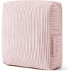 BAGSMART Small Corduroy Makeup Bag, Cosmetic Pouch for Women with Pocket | For Purse, Toiletry Pouch, Soft Mini Cosmetics Bag, Travel Essentials, Cute Make Up Pouch with Slip-in Pocket(01-Baby Pink Mini)