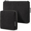 BAGSMART Small Corduroy Makeup Bag, Cosmetic Pouch for Women with Pocket | For Purse, Toiletry Pouch, Soft Mini Cosmetics Bag, Travel Essentials, Cute Make Up Pouch with Slip-in Pocket(02-Black Set)