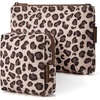 BAGSMART Small Corduroy Makeup Bag, Cosmetic Pouch for Women with Pocket | For Purse, Toiletry Pouch, Soft Mini Cosmetics Bag, Travel Essentials, Cute Make Up Pouch with Slip-in Pocket(02-Leopard Print Set)