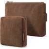 BAGSMART Small Corduroy Makeup Bag, Cosmetic Pouch for Women with Pocket | For Purse, Toiletry Pouch, Soft Mini Cosmetics Bag, Travel Essentials, Cute Make Up Pouch with Slip-in Pocket(02-Coffee Brown Set)