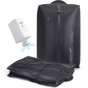 BAGSMART 2 Pack Travel Vacuum Storage Bags with Electric Pump, Gray | Airtight Space Saver Compression Bags for Clothes, Down Jackets & Suitcases; Heavy Duty Waterproof Material with Air Valve(Black)