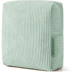 BAGSMART Small Corduroy Makeup Bag, Cosmetic Pouch for Women with Pocket | For Purse, Toiletry Pouch, Soft Mini Cosmetics Bag, Travel Essentials, Cute Make Up Pouch with Slip-in Pocket(01-Forest Green Mini)