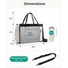 BAGSMART Personalized DIY Letter Bead Canvas Tote Bag | Gift Tote Bag for Women, Crossbody Shoulder Bag with Rope-knot Bow Accent, Teacher Gifts & Birthday Gifts(Navy Blue)