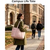 BAGSMART Puffer Tote Bag for Women, Expandable Teacher Handbag w/Pouch | 2 Pieces Lightweight Large Travel Tote, 15.6″ Laptop Computer Carry On Shoulder Handbag for Work, Commute, Clinical, Weekend(Forest Green)