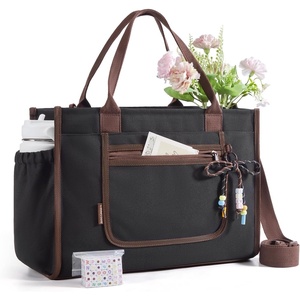 BAGSMART Personalized DIY Letter Bead Canvas Tote Bag | Gift Tote Bag for Women, Crossbody Shoulder Bag with Rope-knot Bow Accent, Teacher Gifts & Birthday Gifts(Black)
