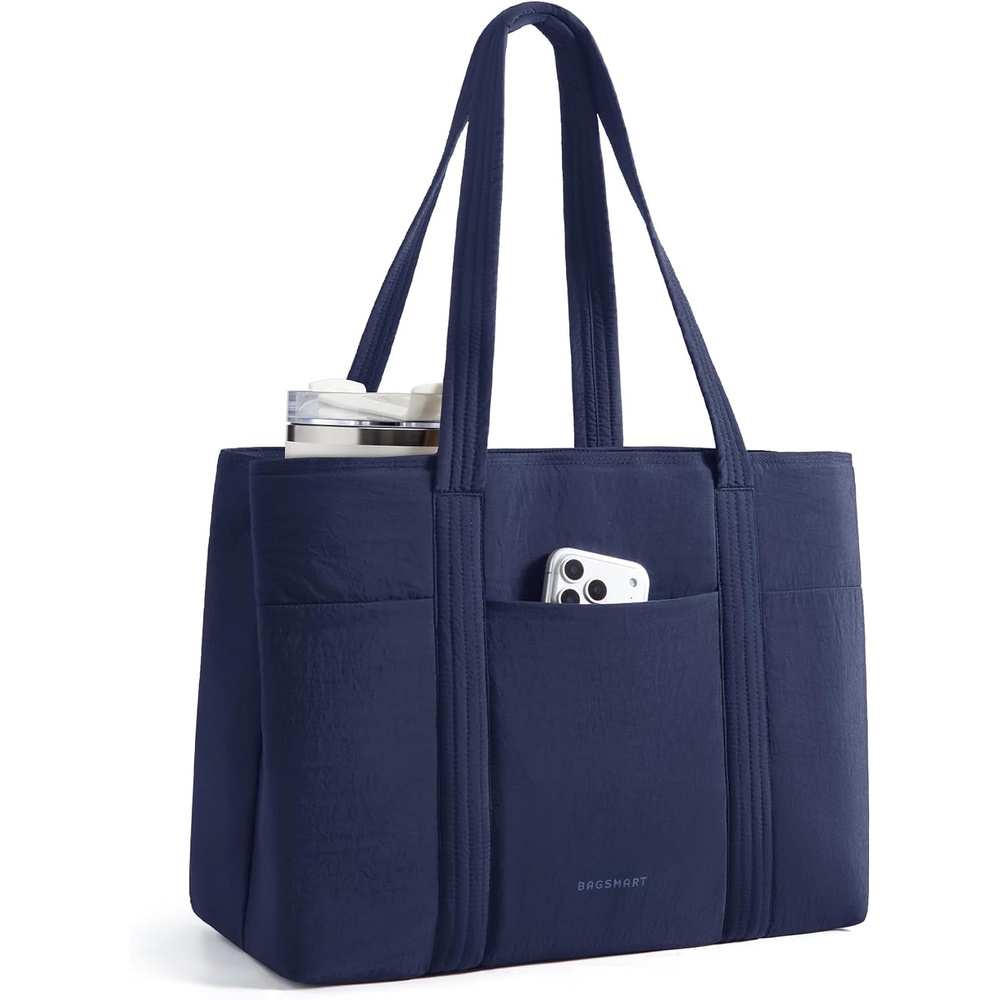 image:imageBAGSMART Tote Bag for Women with Compartments Work Tote Bag with ZipperNavy Blue