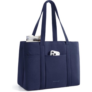 BAGSMART Tote Bag for Women with Compartments Work Tote Bag with Zipper(Navy Blue)