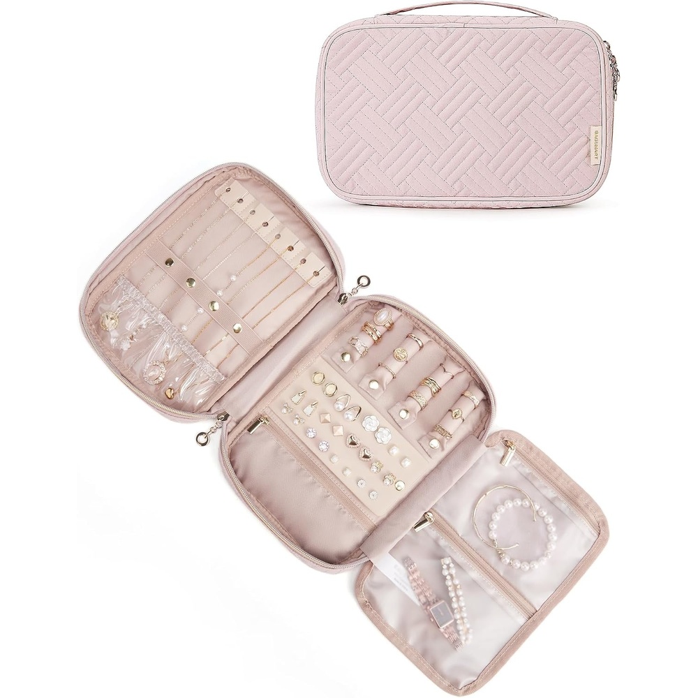 image:imageBAGSMART Travel Jewelry Organizer Tanglefree Necklaces CaseBlackPink