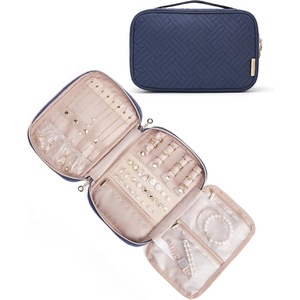 BAGSMART Travel Jewelry Organizer, Tangle-free Necklaces Case,Black(Navy Blue)