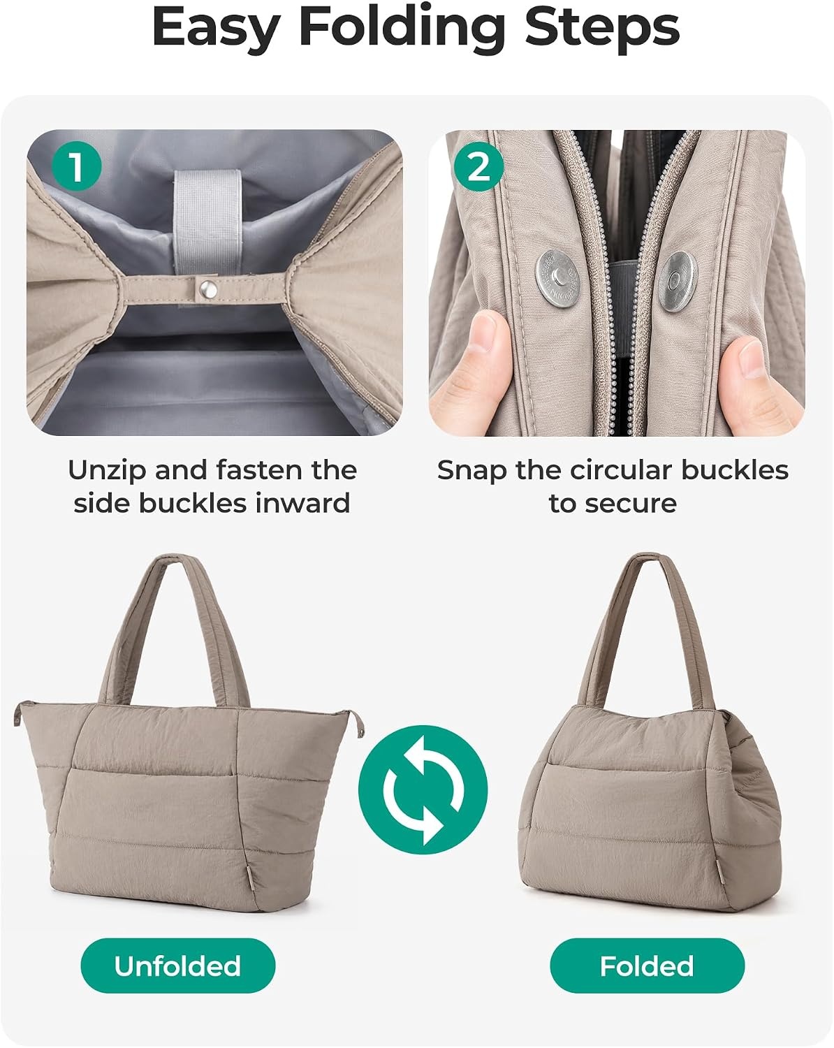 image:imageBAGSMART 2in1 Tote Bag for Women Puffy Trapezoid Work Travel HandbagFrench Blue