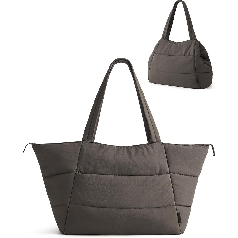 image:imageBAGSMART 2in1 Tote Bag for Women Puffy Trapezoid Work Travel HandbagDim Gray
