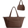 BAGSMART 2-in-1 Tote Bag for Women, Puffy Trapezoid Work Travel Handbag(Chocolate)