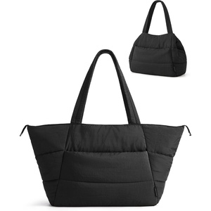 BAGSMART 2-in-1 Tote Bag for Women, Puffy Trapezoid Work Travel Handbag(Black)